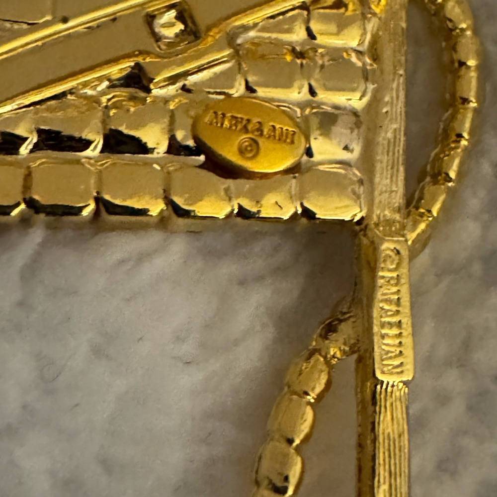 #1242 Alex and Ani American Flag Gold-tone & Red White & Blue Crystal Brooch Pin - Picture 7 of 10